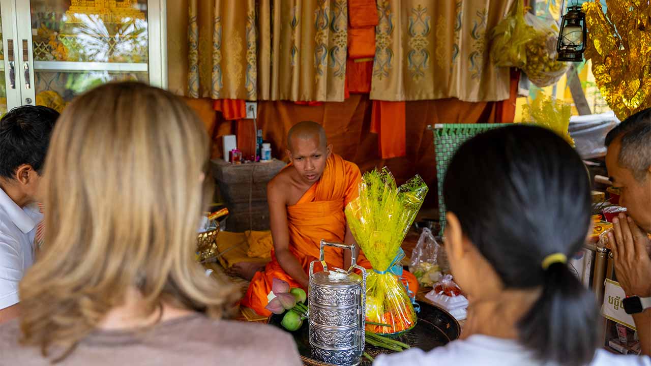 Monk blessing ceremony in Cambodia